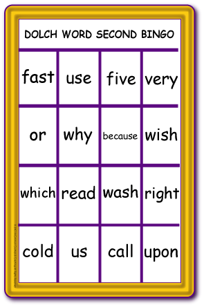 Dolch Word Bingo