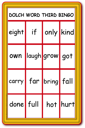 Dolch Word Bingo