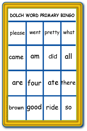 Dolch Word Bingo