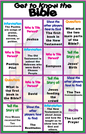 Get to Know the Bible Bingo Game