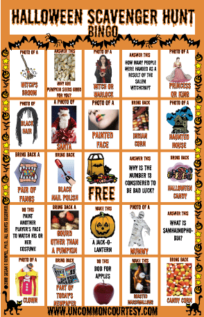 Halloween Scavenger Hunt Bingo Game for Adults
