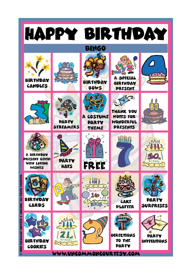 Happy Birthday Bingo Game