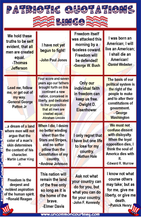 Patriotic Quotations Bingo