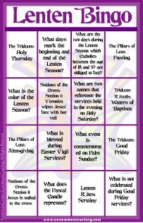 Lenten Season Bingo