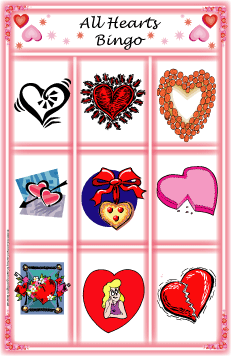 All Hearts Valentine's Day Bingo Game - Valentine Bingo