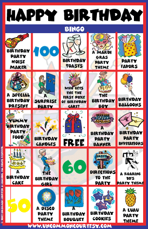 Adult Happy Birthday Bingo Game