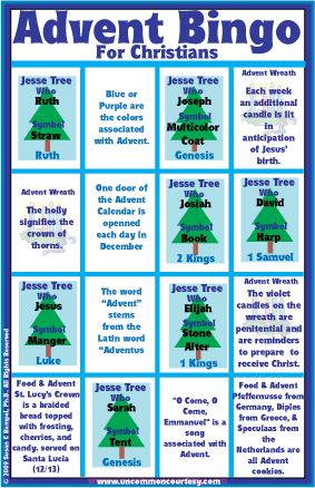 Advent Bingo Catholic Game