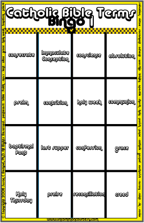 Catholic Bible Terms Bingo