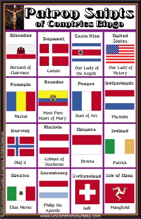 Catholic Patron Saints of Countries Bingo