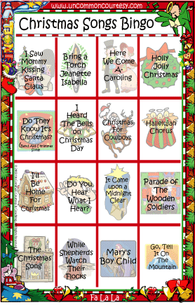 Christmas Songs Bingo Game