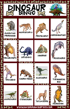 Dressed Up Dinosaur Bingo