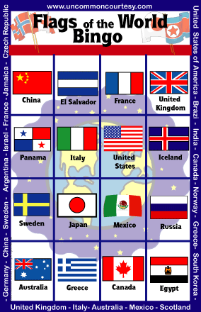Flags of the World Bingo