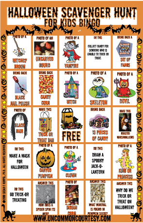 Halloween Scavenger Hunt Bingo for Kids