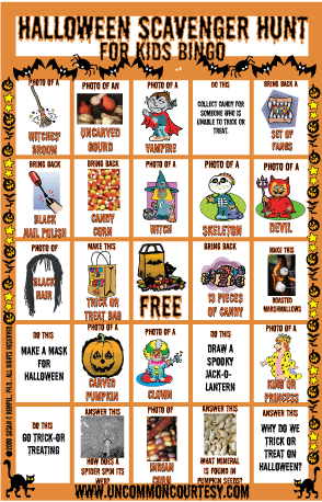 Halloween Scavenger Hunt Bingo