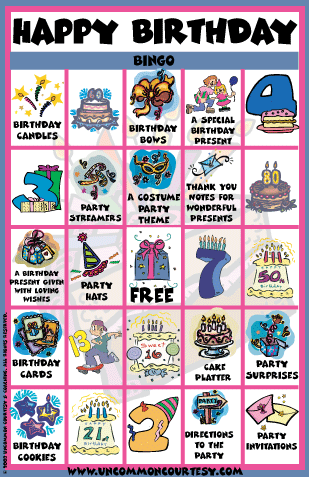Kids Happy Birthday Bingo