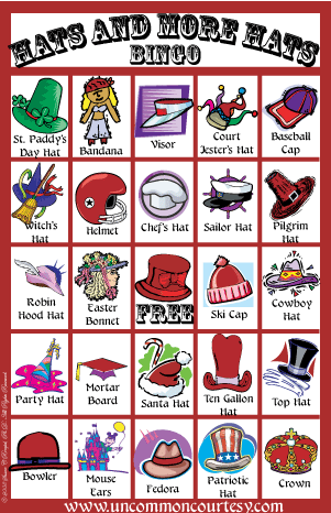 Hats and More Hats Bingo Game