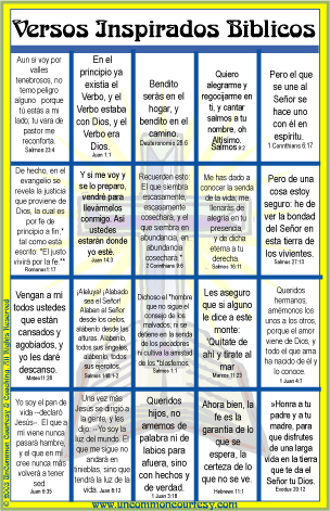 Inspirational Bible Verses Bingo in Spanish