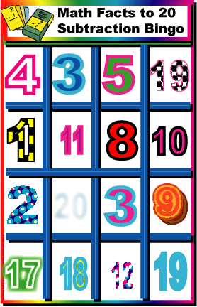 Subtraction Bingo Game