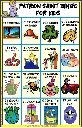 Patron Saints for Kids Bingo