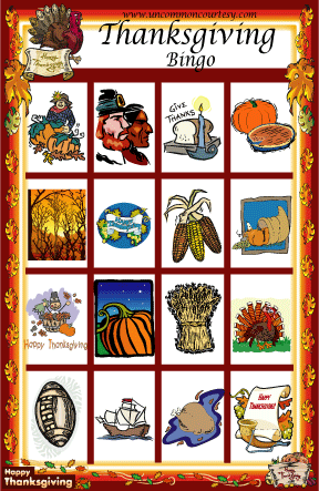 Thanksgiving Bingo Game