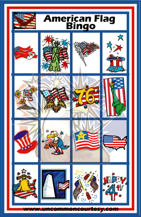 American Flag Bingo Game