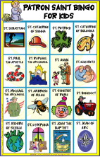 Patron Saints for Kids Game Patron Saints for Kids Bingo